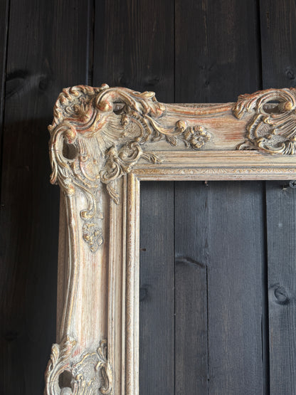 Distressed Ornate Louis Style Frame Collection – Gold & White Finish