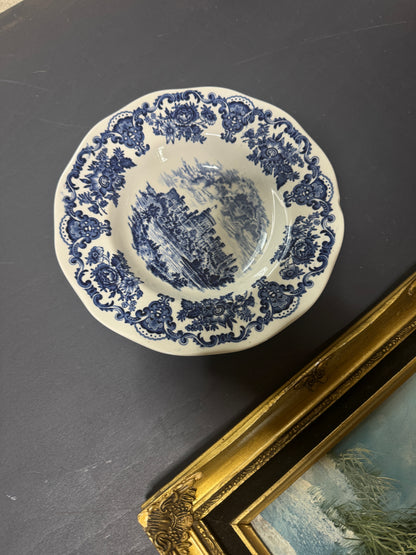 Vintage Blue Willow Plates & Framed Heritage Painting Gallery Wall Set