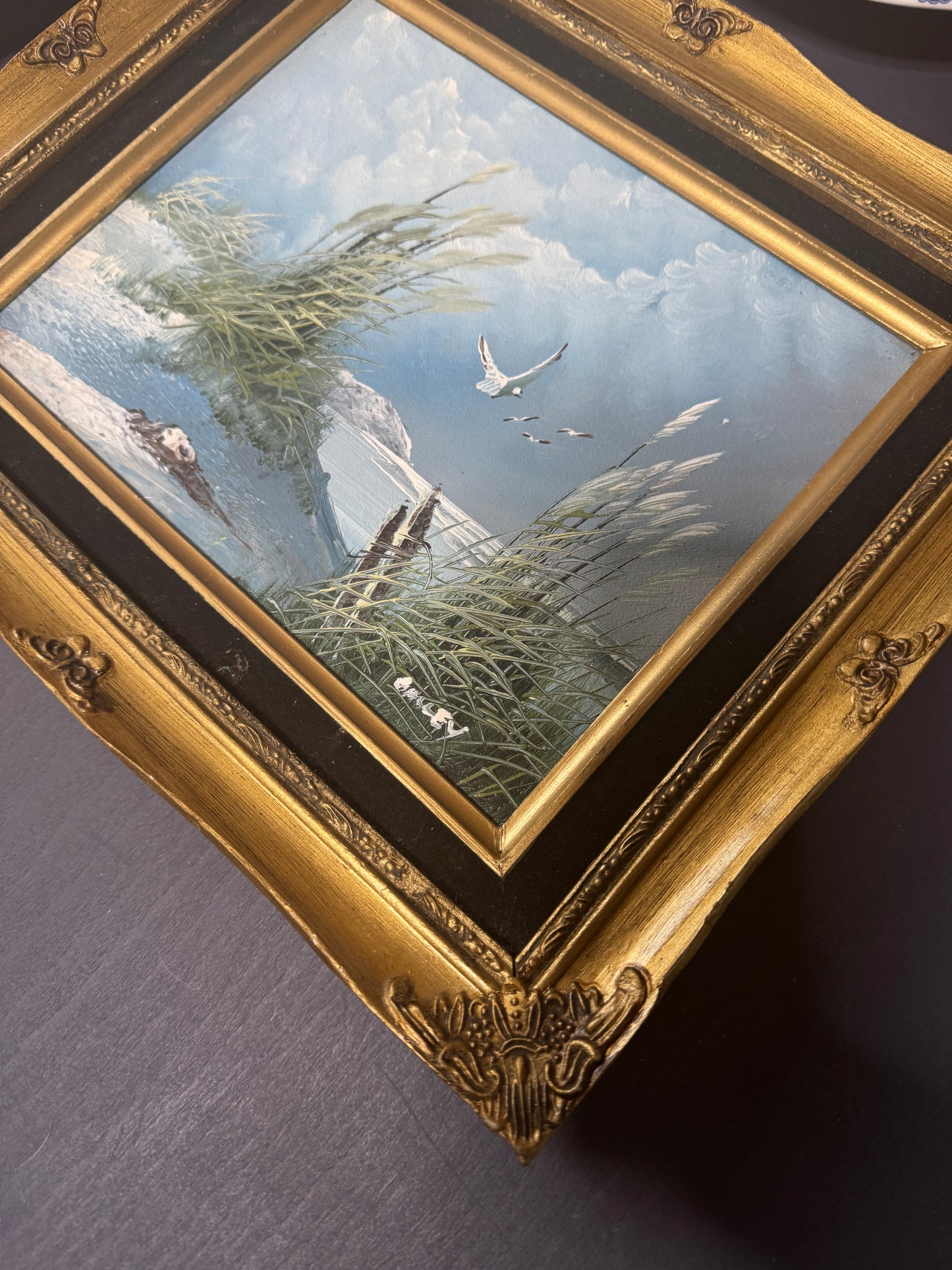 Vintage Blue Willow Plates & Framed Heritage Painting Gallery Wall Set