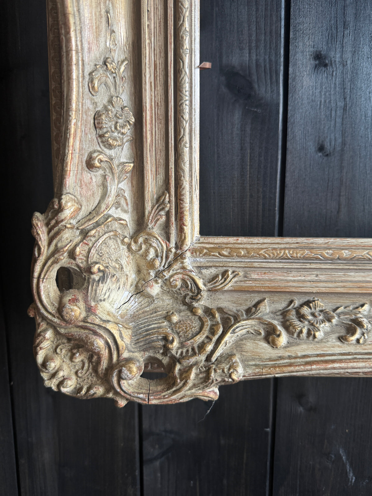Distressed Ornate Louis Style Frame Collection – Gold & White Finish