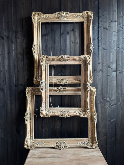 Distressed Ornate Louis Style Frame Collection – Gold & White Finish