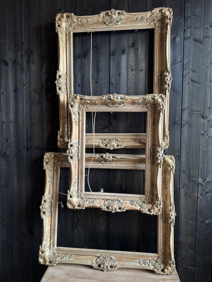 Distressed Ornate Louis Style Frame Collection – Gold & White Finish