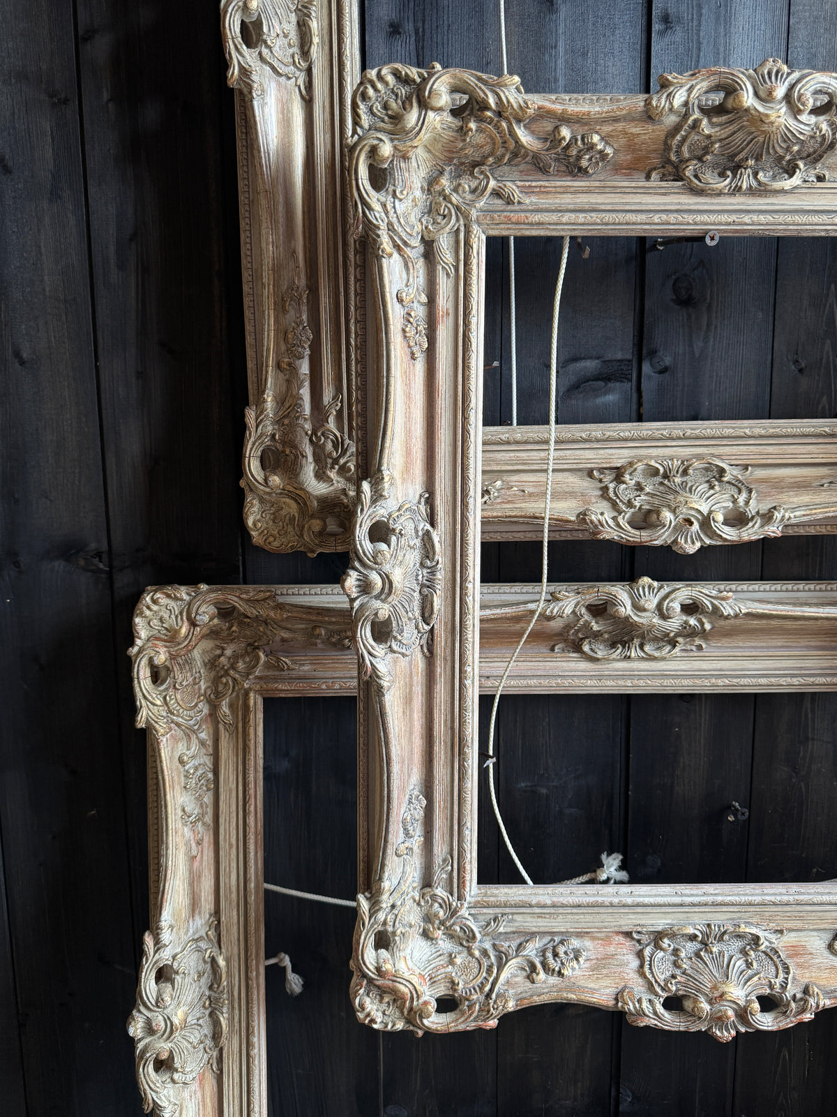 Distressed Ornate Louis Style Frame Collection – Gold & White Finish