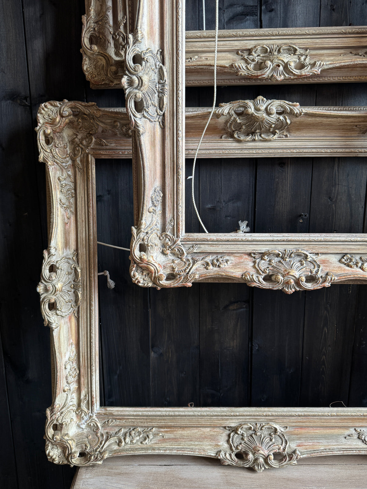 Distressed Ornate Louis Style Frame Collection – Gold & White Finish