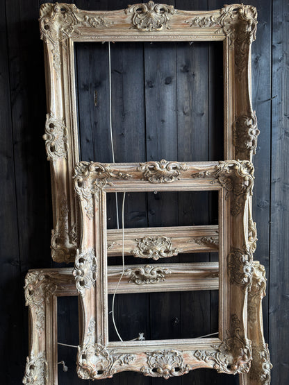 Distressed Ornate Louis Style Frame Collection – Gold & White Finish