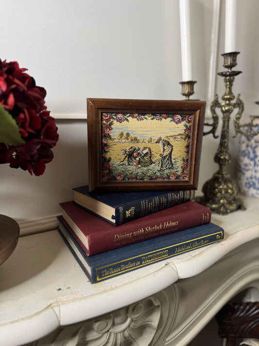 Vintage Wooden Jewellery Box with Tapestry Top