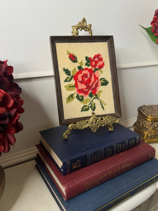 Rustic Red Rose Embroidery