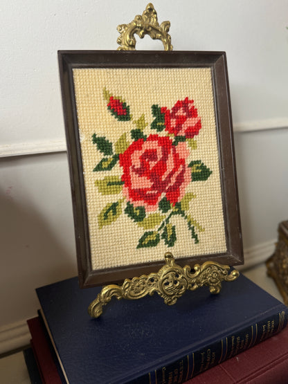 Rustic Red Rose Embroidery