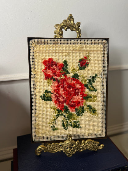 Rustic Red Rose Embroidery