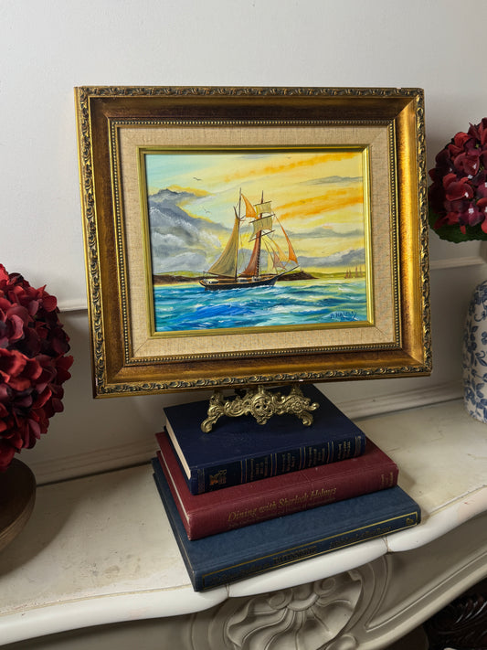 Original Artwork in Ornate Gold Gilt Frame by B. Hartley