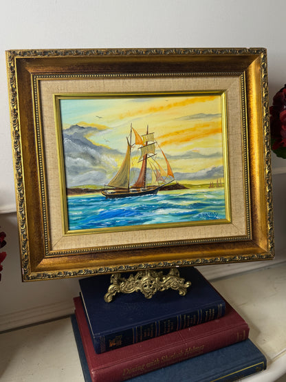 Original Artwork in Ornate Gold Gilt Frame by B. Hartley