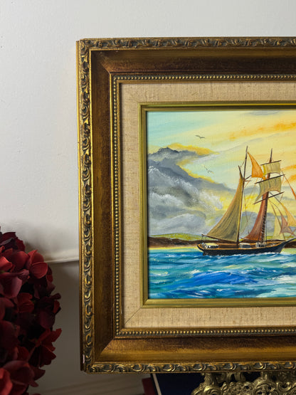 Original Artwork in Ornate Gold Gilt Frame by B. Hartley