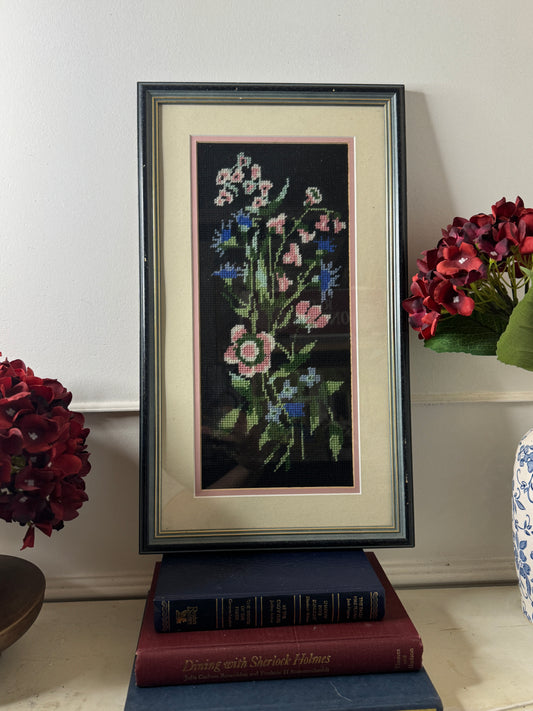 Hand-Stitched Vintage Flower Embroidery