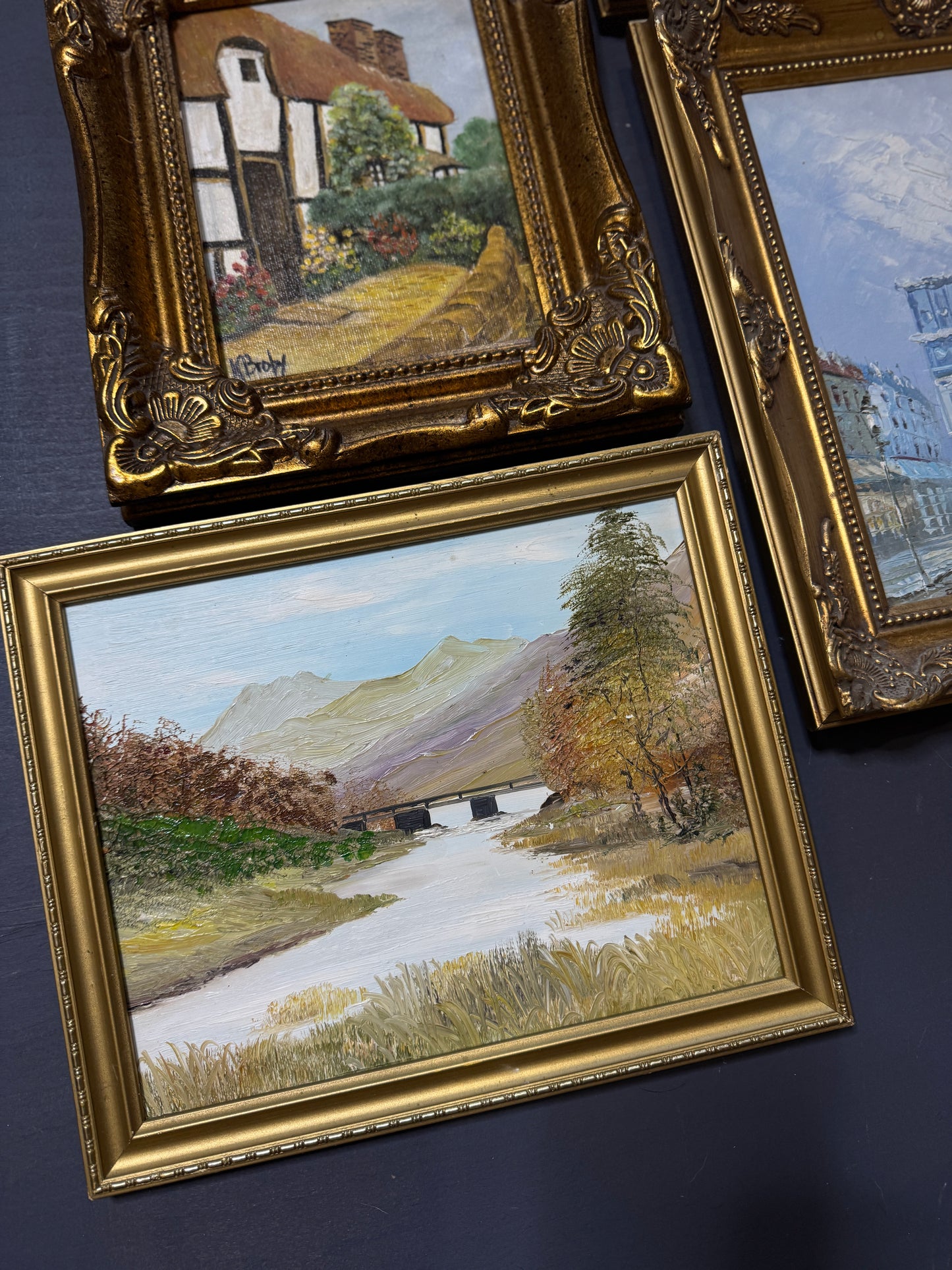 Vintage Ornate Extra Gallery Wall Set with Oil Paintings