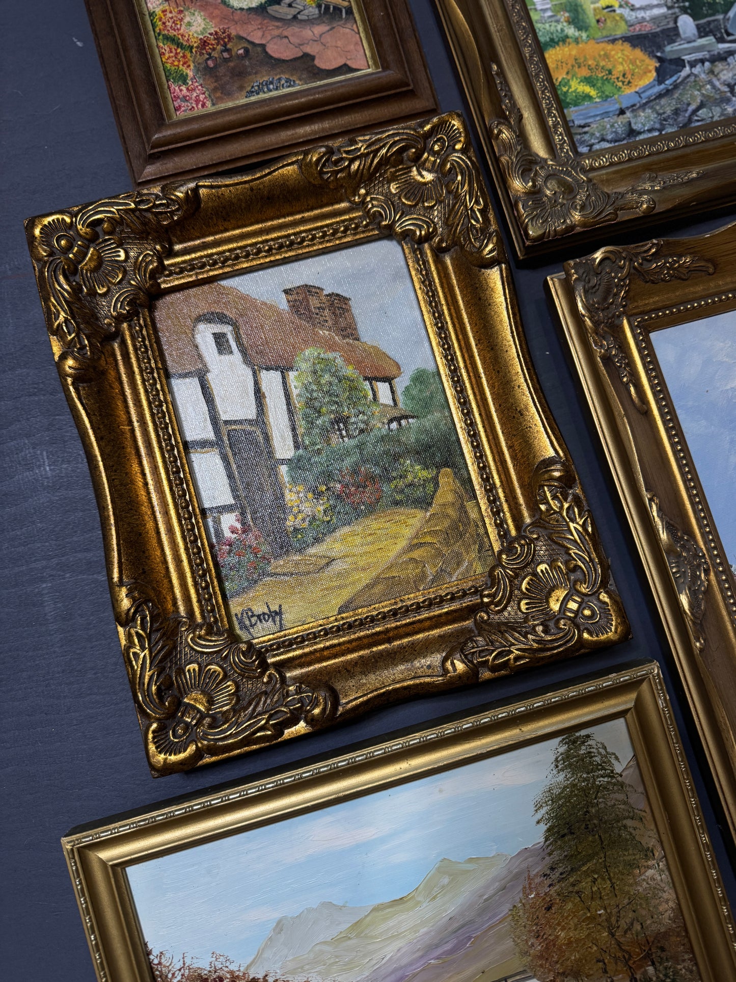 Vintage Ornate Extra Gallery Wall Set with Oil Paintings