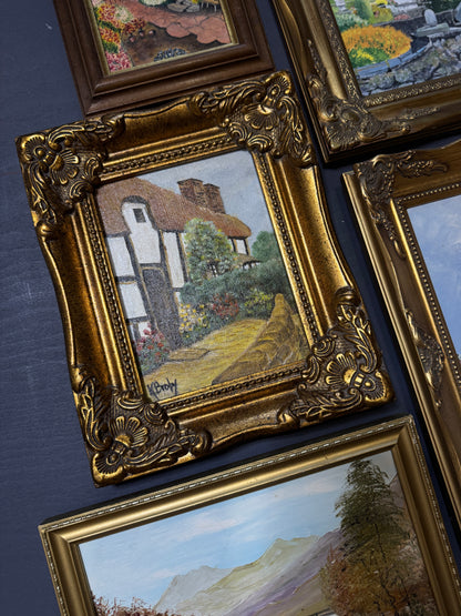 Vintage Ornate Extra Gallery Wall Set with Oil Paintings