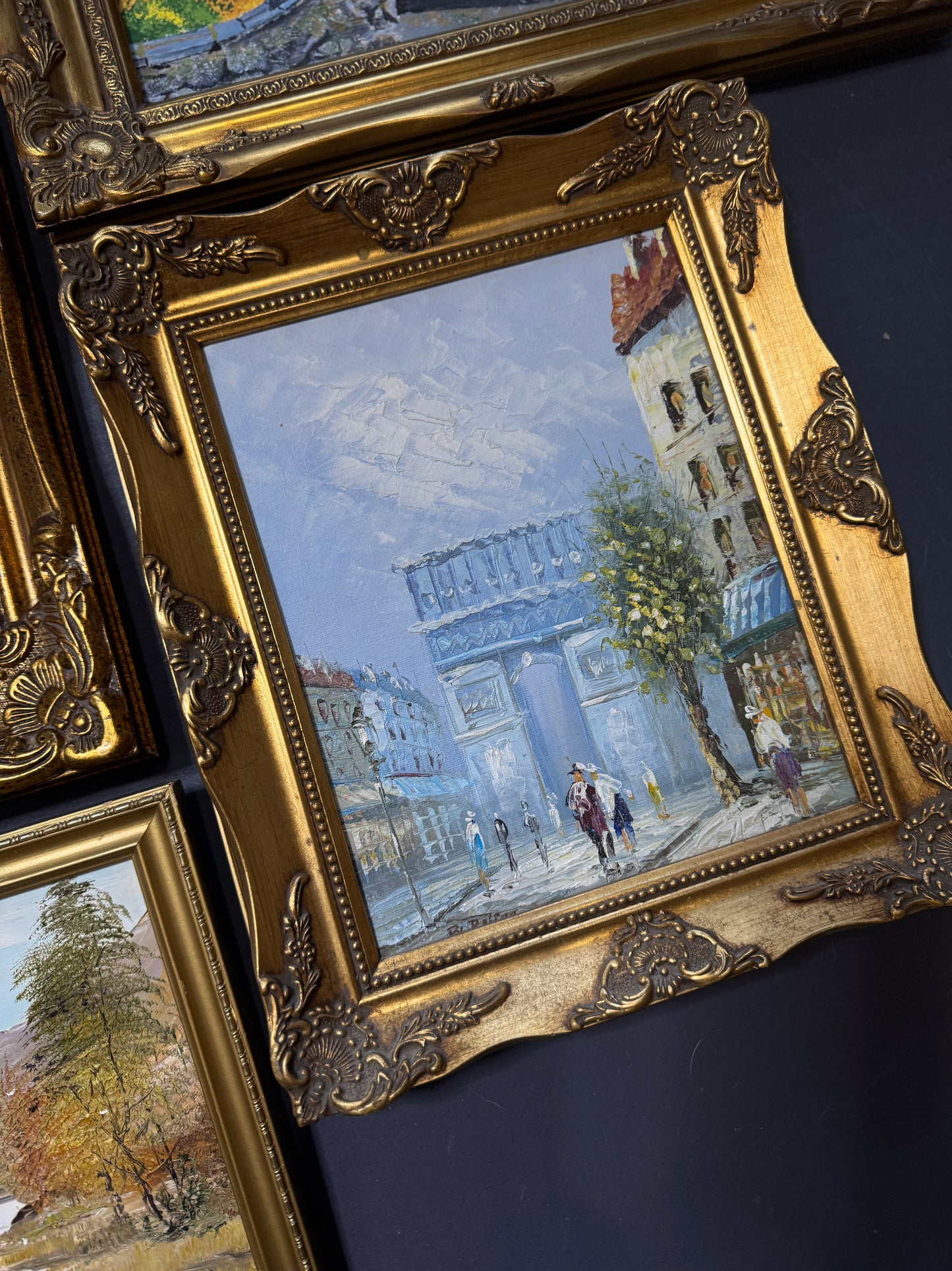 Vintage Ornate Extra Gallery Wall Set with Oil Paintings