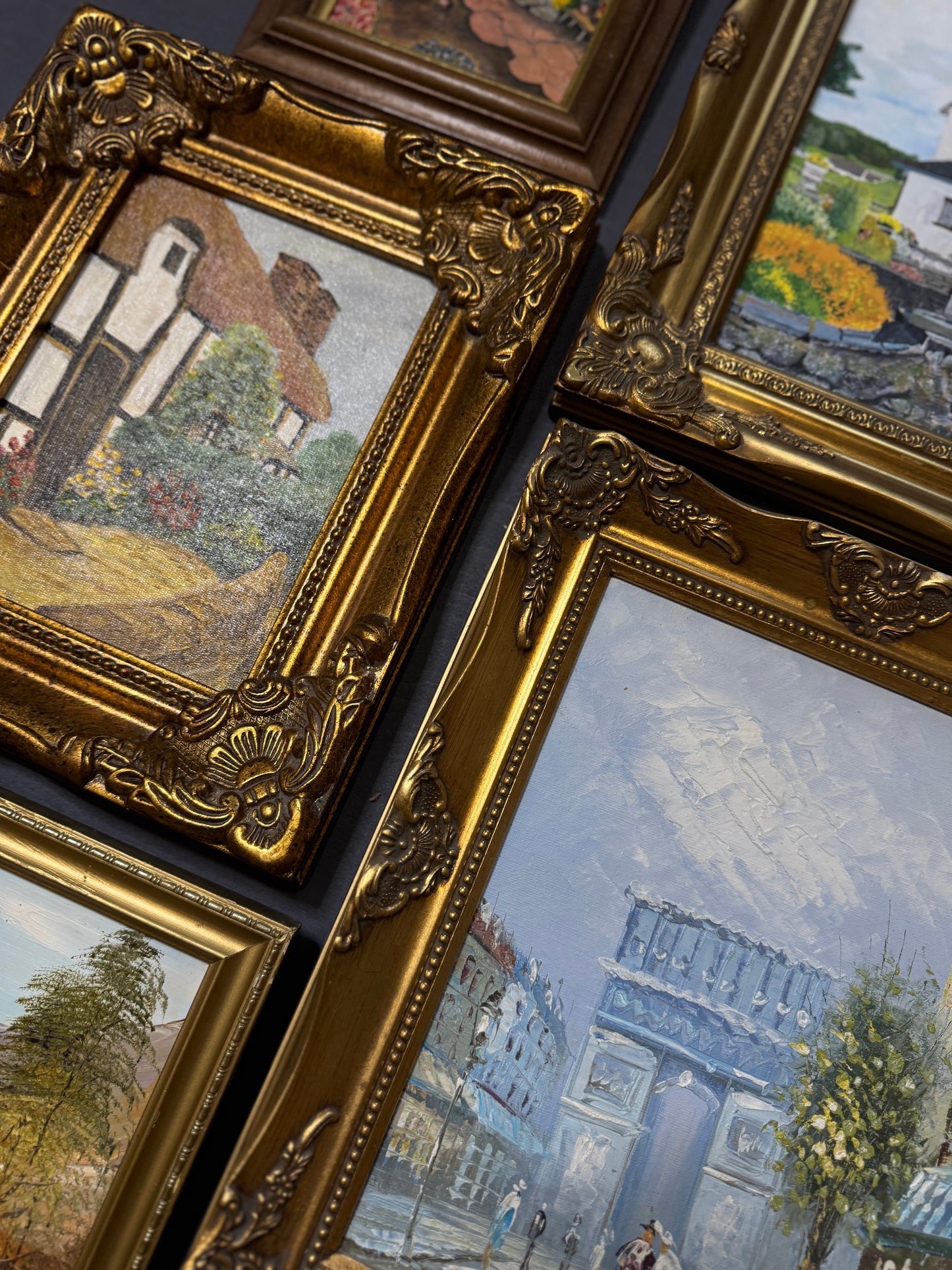 Vintage Ornate Extra Gallery Wall Set with Oil Paintings