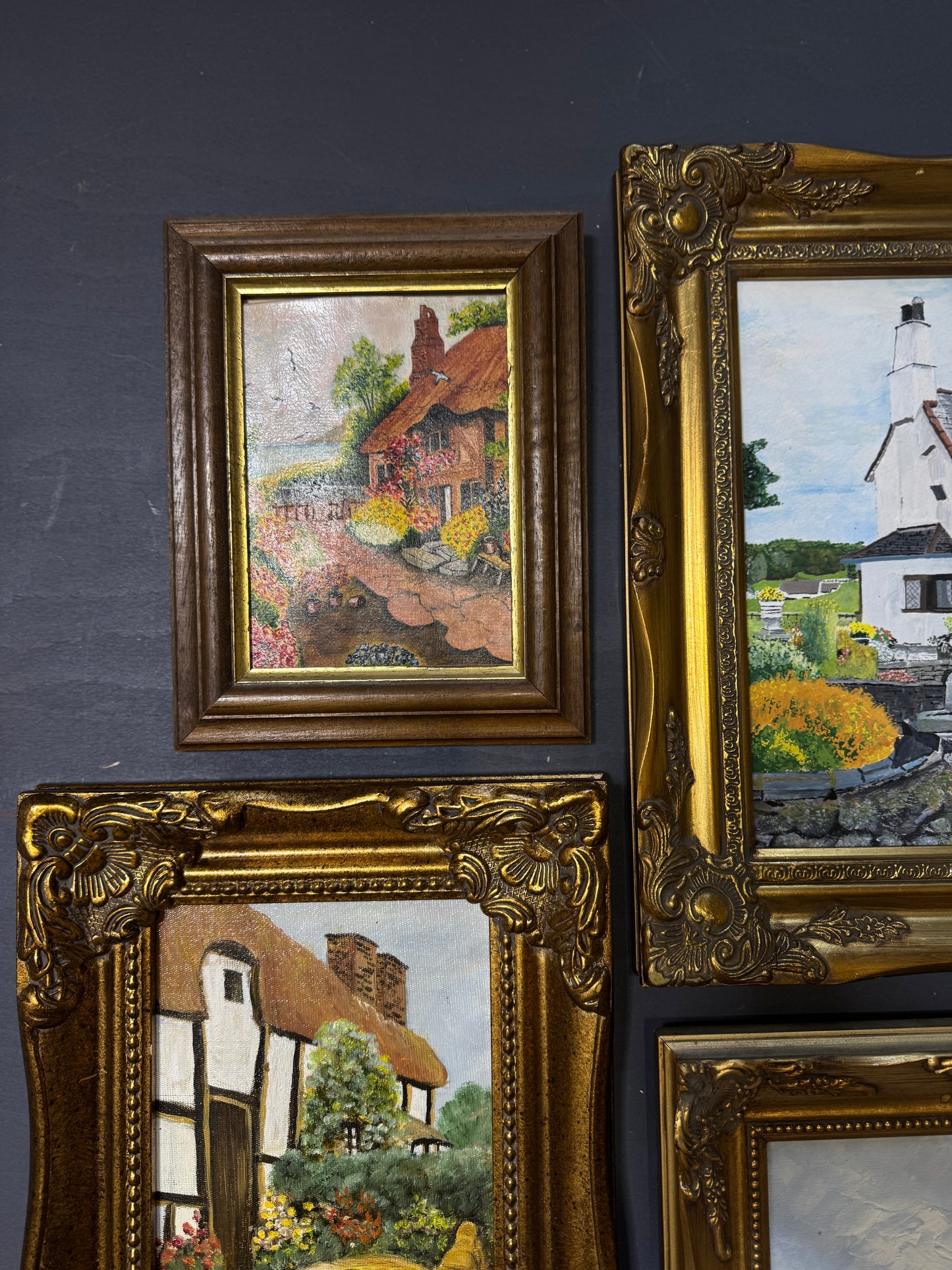 Vintage Ornate Extra Gallery Wall Set with Oil Paintings