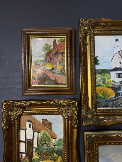 Vintage Ornate Extra Gallery Wall Set with Oil Paintings
