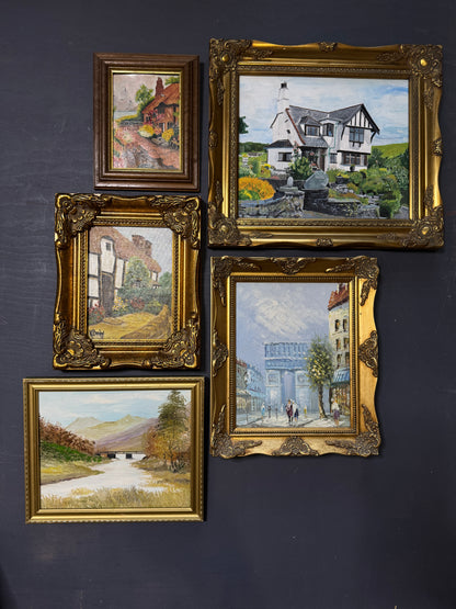 Vintage Ornate Extra Gallery Wall Set with Oil Paintings