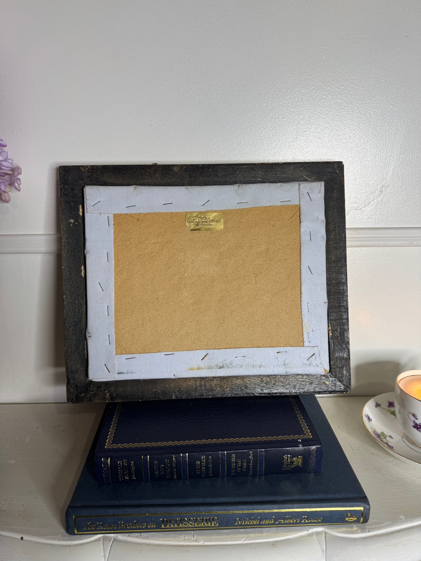 Original Seascape Small Oil Painting in Ornate Gold Frame 31 x 25 cm