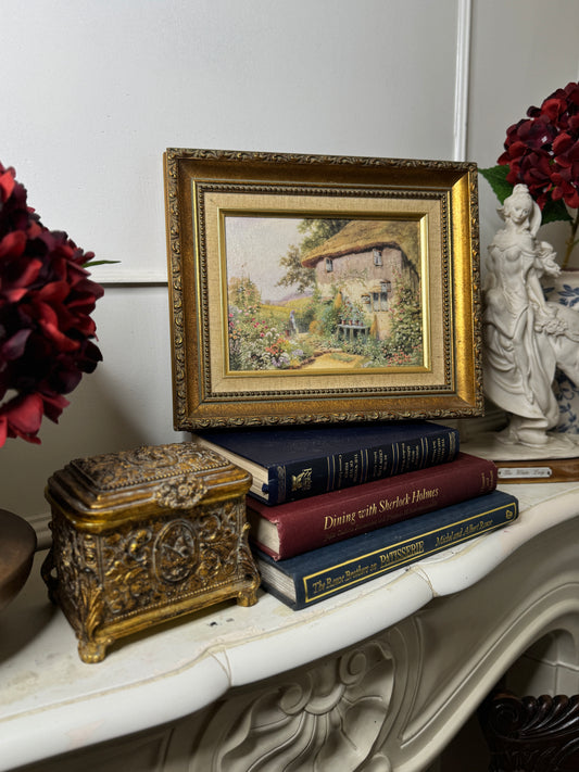 Hearth & Bloom – Cottagecore Scene in Ornate Gold Frame