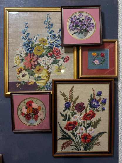 Vintage Embroidery Frame Gallery Set – Bright & Colourful Cottage Collection