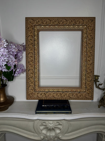 Vintage Gilt Light Pink & Beige Dusted French Chic-Style Ornate Frame: 63 x 53 cm