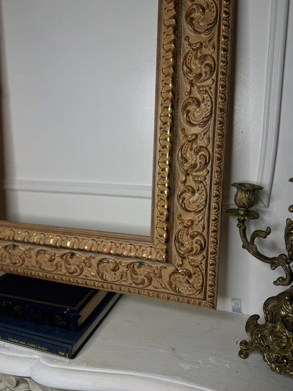 Vintage Gilt Light Pink & Beige Dusted French Chic-Style Ornate Frame: 63 x 53 cm
