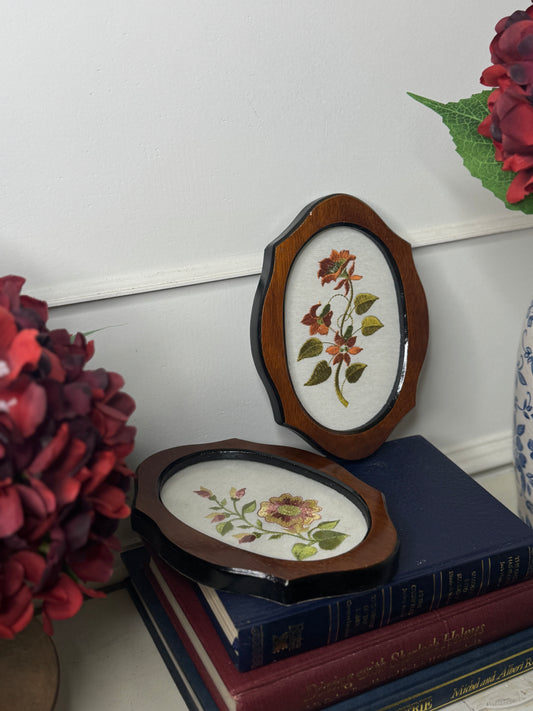 The Rosemere Collection – Vintage Floral Embroidery in Carved Frames