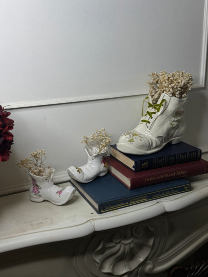 Vintage 1980s Ceramic Boot Planters