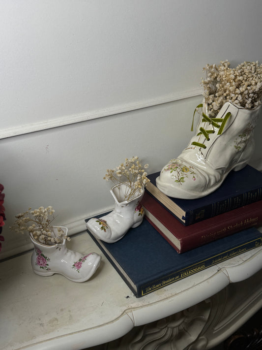 Vintage 1980s Ceramic Boot Planters