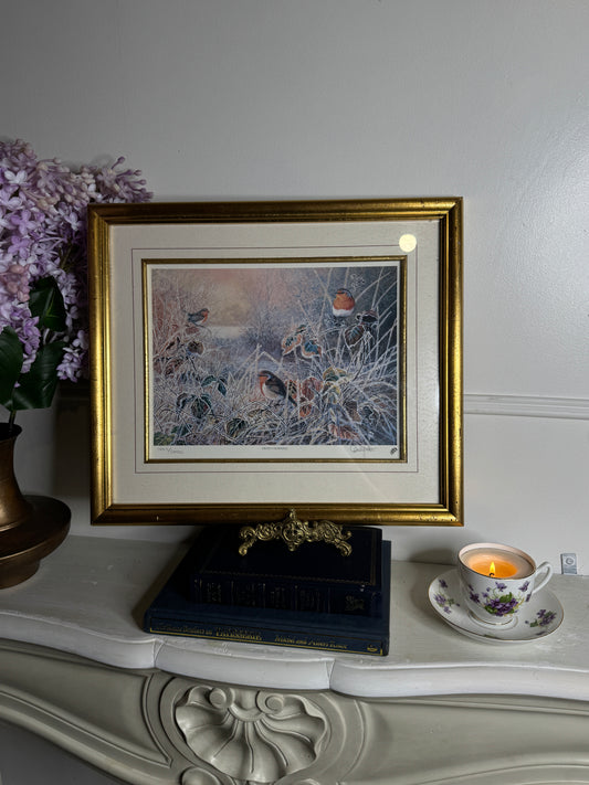 Vintage limited Edition Frosty Morning- David Feather print Framed