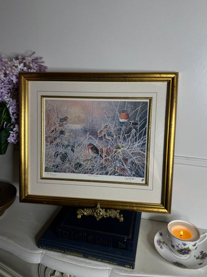 Vintage limited Edition Frosty Morning- David Feather print Framed