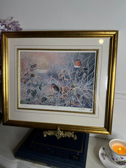 Vintage limited Edition Frosty Morning- David Feather print Framed