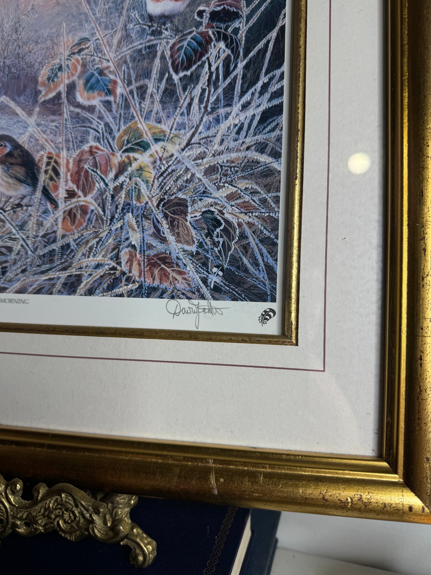 Vintage limited Edition Frosty Morning- David Feather print Framed