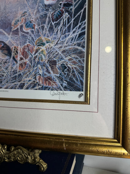 Vintage limited Edition Frosty Morning- David Feather print Framed