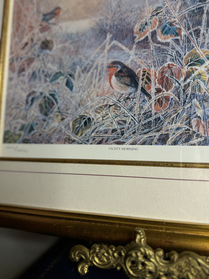 Vintage limited Edition Frosty Morning- David Feather print Framed