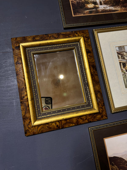Timber & Gold – Rustic Gallery Wall with Accent Mirror