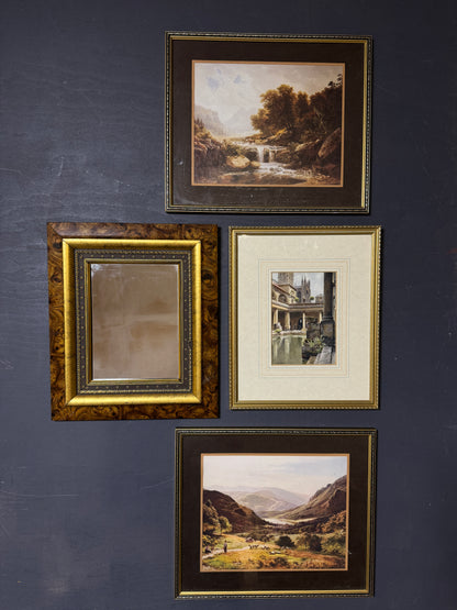Timber & Gold – Rustic Gallery Wall with Accent Mirror