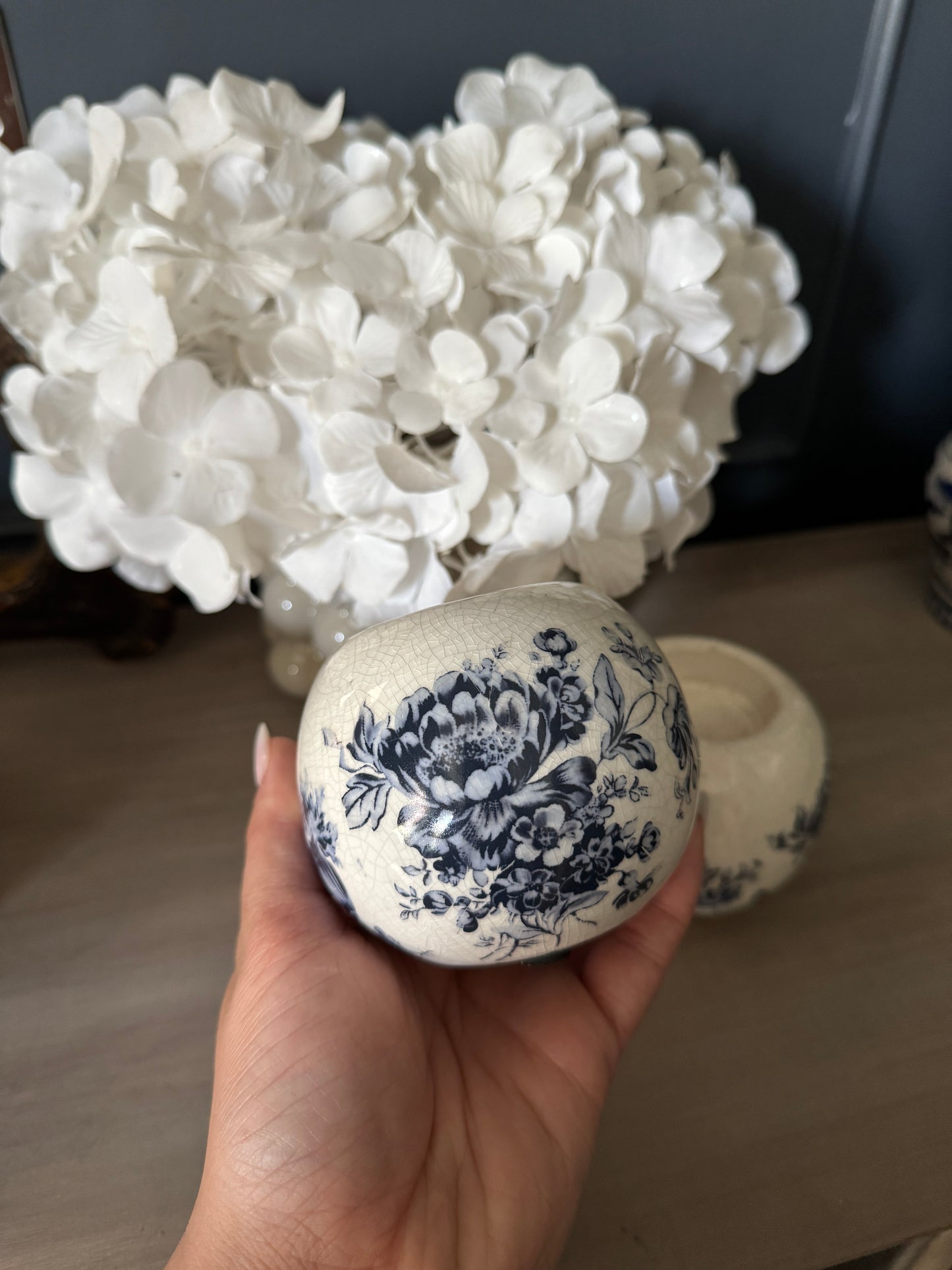 Vintage Ceramics Blue and White Candle Holder Pair