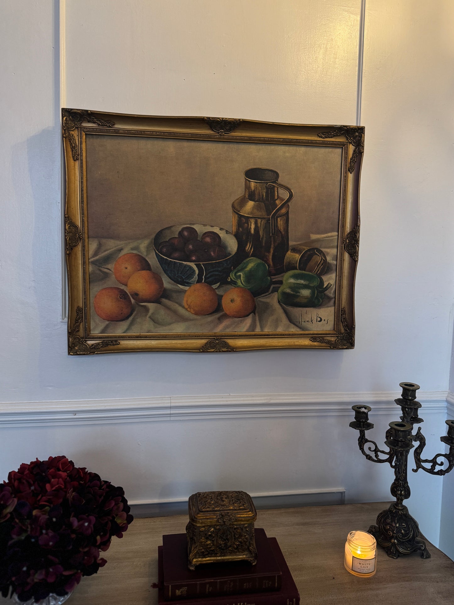 Antique Oil Painting by Henk Bos (1901-1979): Still Life