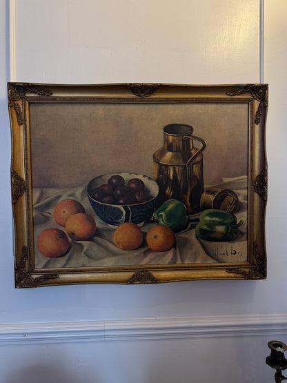 Antique Oil Painting by Henk Bos (1901-1979): Still Life