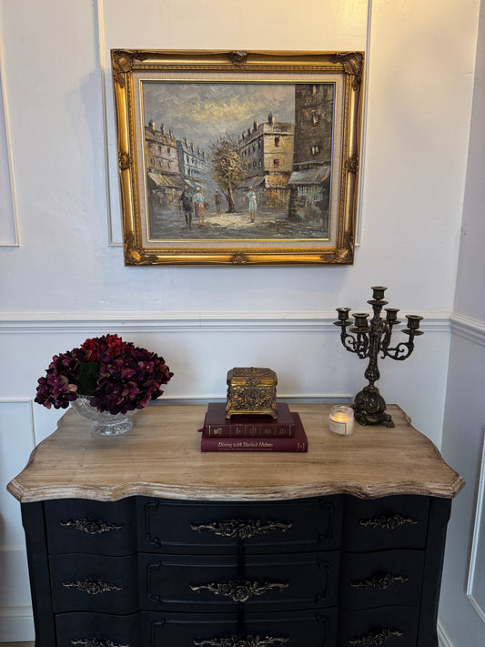 W. Burney – Mid-Century Impressionist Oil Painting, Moulin Rouge Street Scene