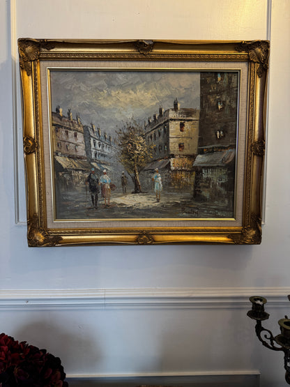 Caroline Burnett  – Mid-Century Impressionist Oil Painting, Moulin Rouge Street Scene
