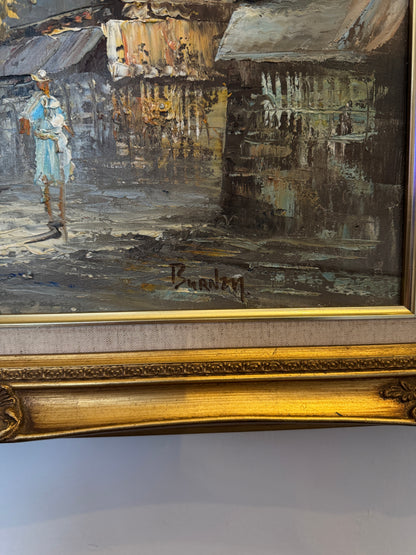 Caroline Burnett  – Mid-Century Impressionist Oil Painting, Moulin Rouge Street Scene