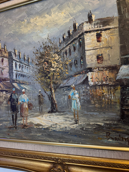 Caroline Burnett  – Mid-Century Impressionist Oil Painting, Moulin Rouge Street Scene