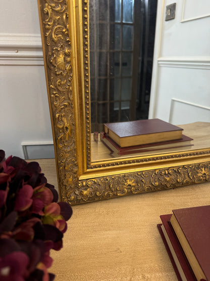Vintage Large Ornate Gold Mirror: Large Beveled French Louis Style