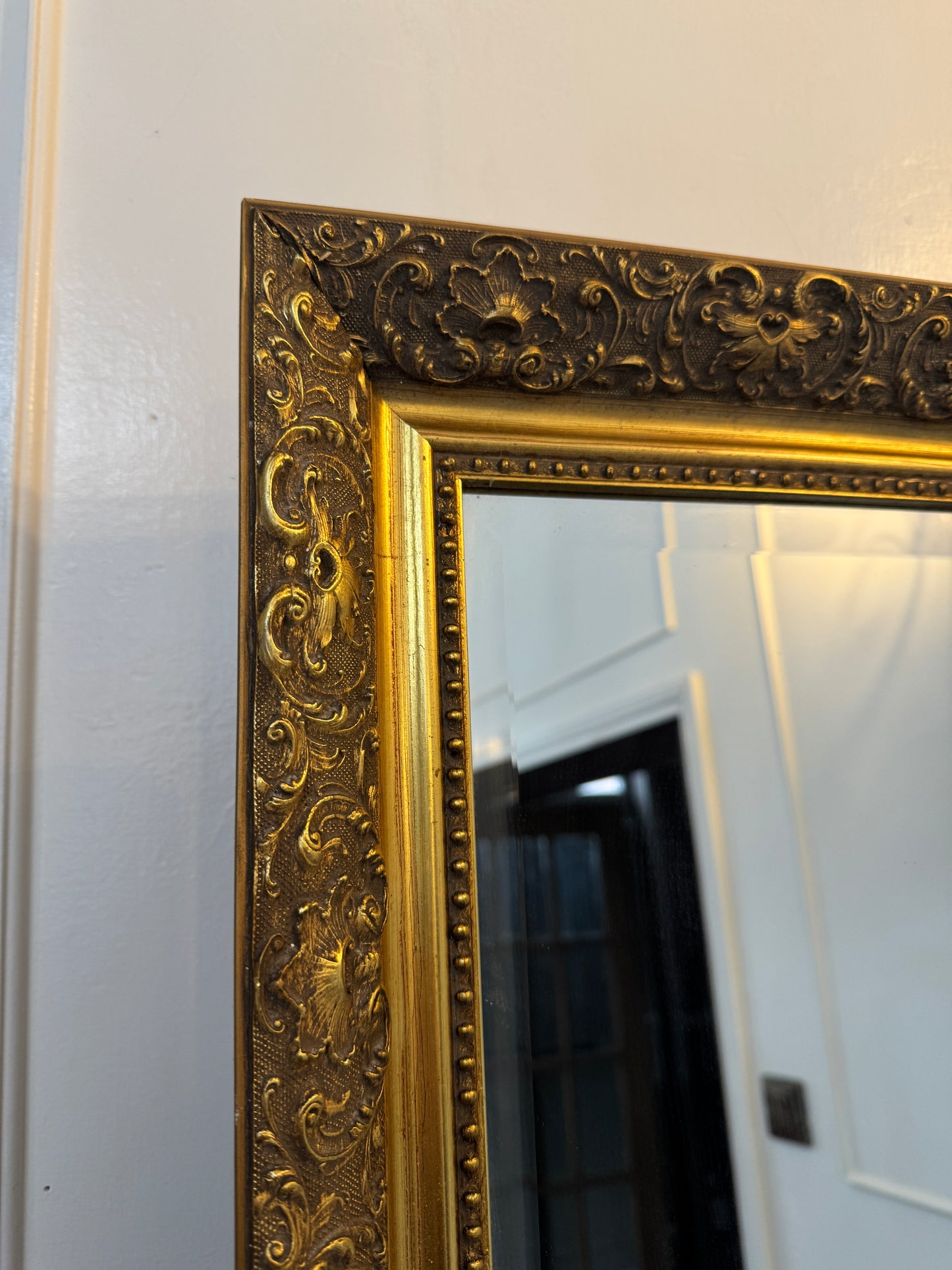 Vintage Large Ornate Gold Mirror: Large Beveled French Louis Style